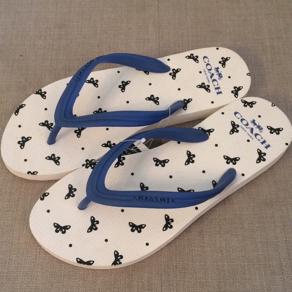 Coach Cleo butterfly print rubber flip flops SZ 6
